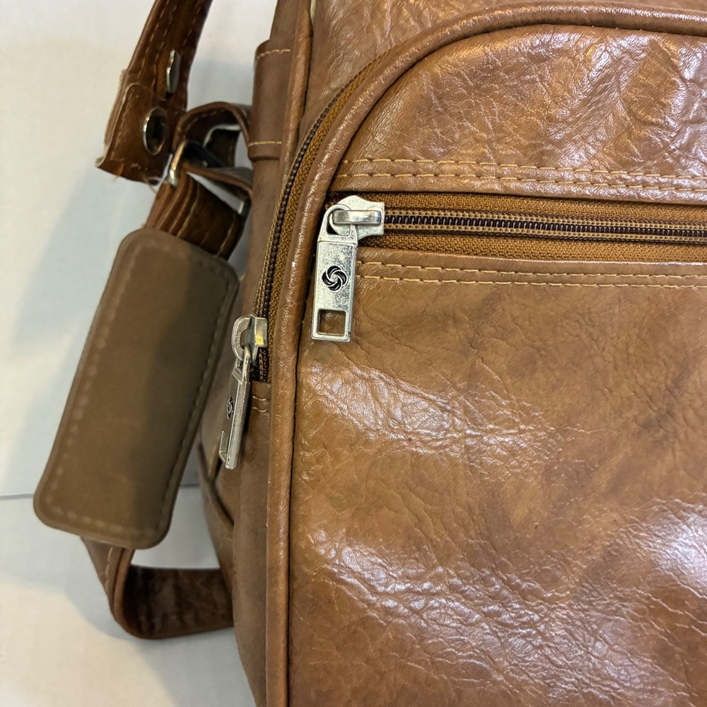 Samsonite Silhouette II Vintage Brown Faux Leather Messenger Bag Carry On Mens - Picture 9 of 16